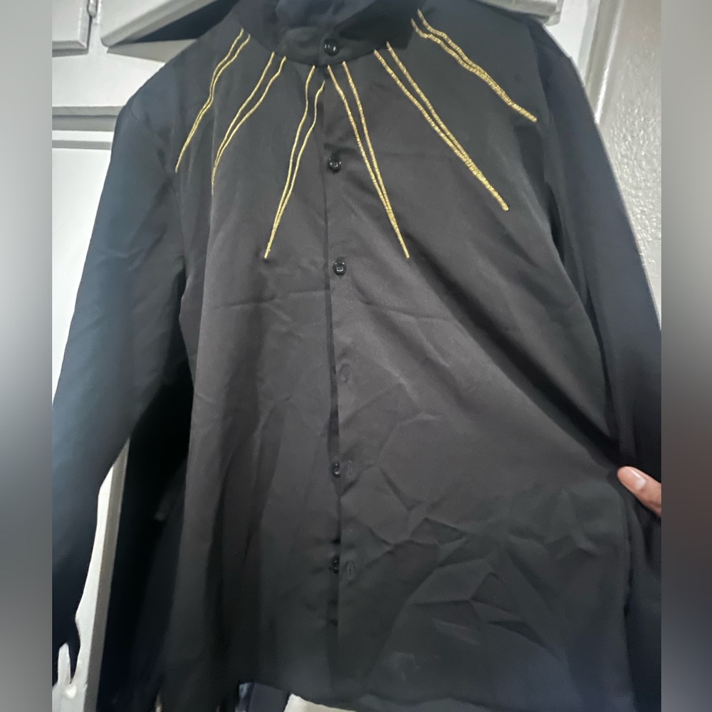 Black Shirt with Gold Embroidery